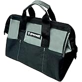 Greywolf 12 inch heavy duty tool bag, tool tote bag, 600D reinforced material with 6 large pockets, padded handles, wide mout