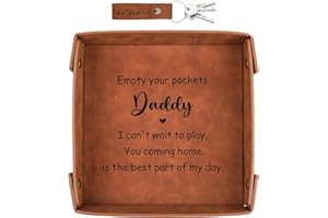 BRIKABIA Gifts for Dad Fathers Day, New Dad Gifts, Dad Gifts from Daughter Son - Premium PU Leather Empty Your Pockets Daddy Tray - Best Dad Ever Gifts for Birthday Fathers Day