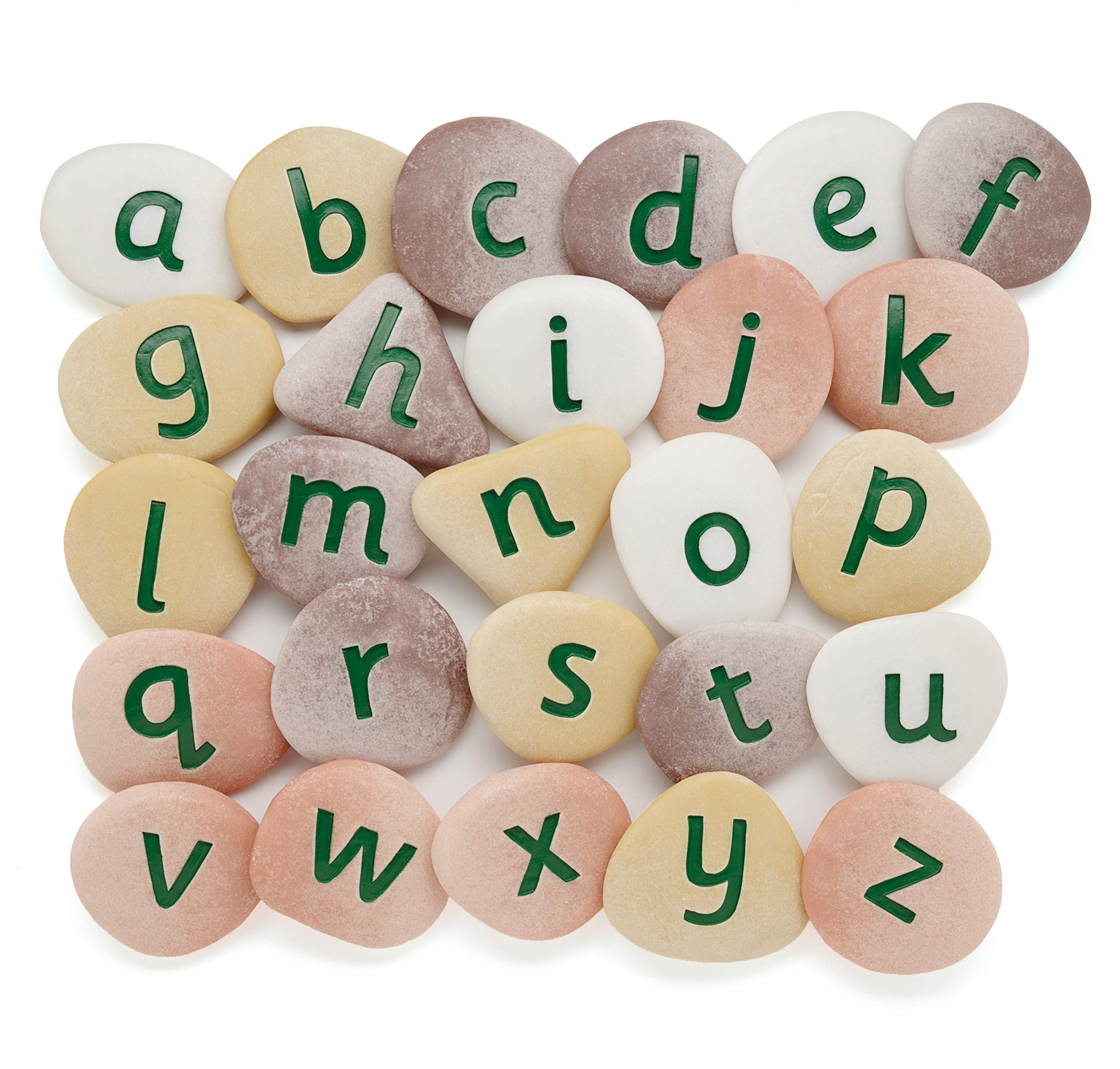 Yellow Door Jumbo Lowercase Alphabet Pebbles | ABC Spelling large lowercase letter Stones | Educational Toy for kids age 2 3 4 5 | Durable Outdoor Learning | Set of 26 | phonics and CVC words