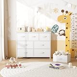 CAIYUN 7-Drawer Chest of Drawers Tall White Fabric Storage Dresser view 5