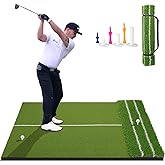 DCQ Real Feel 5x4ft & 6x4ft Golf Hitting Mat, Large Golf Mat, Dual Turf, Fairway & Rough Artificial Grass, Golf Practice Mat Indoor & Outdoor, Driving & Chipping Pad with Cushion, Golf Simulator Mat