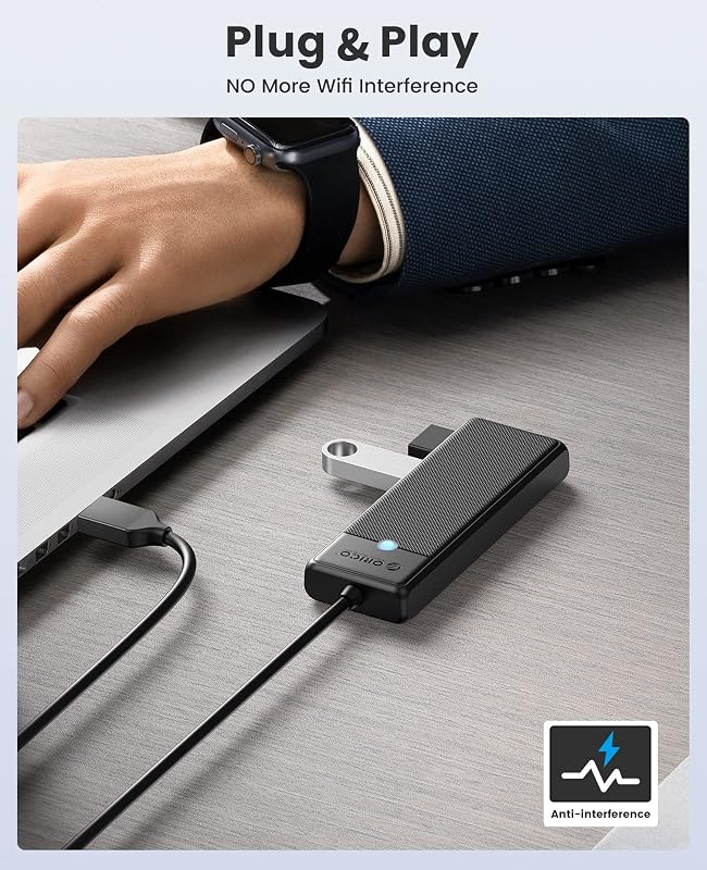 Hub USB 3.0, 4 Porte USB con Cavo Lungo 100 CM, Hub Dati Ultra Sottile Tipo A 5 Gbps, Adattatore Multiporta per MacBook, Mac Pro/Mini, Mobile HDD, Surface Pro, XPS, PS4/PS5, PC