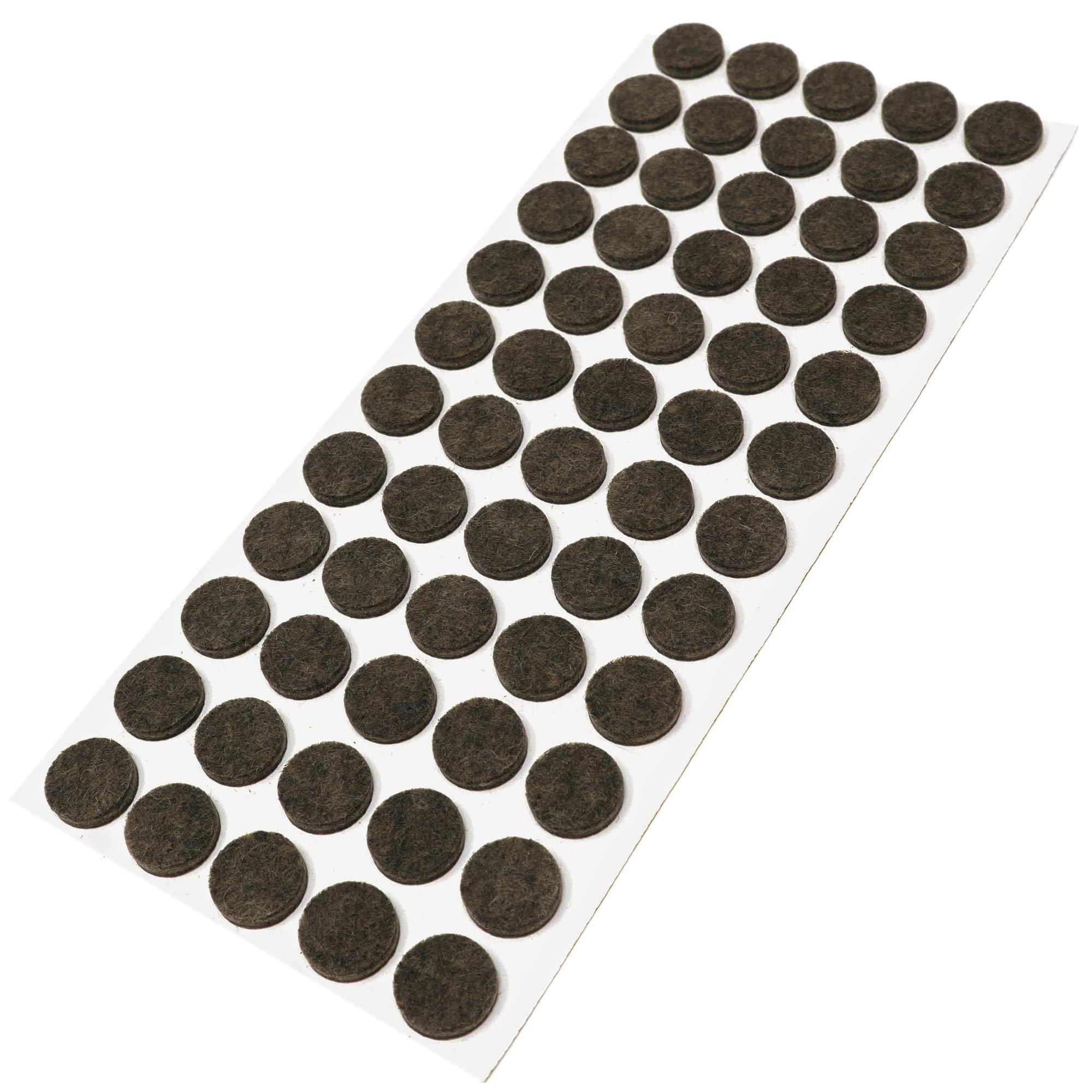 Adsamm® / 60 x self-adhesive felt pads/Brown/ø 0.55'' (ø 14 mm) / round / 0.138'' / 3.5 mm thick stick-on furniture felt glides/Furniture & Chair Glides