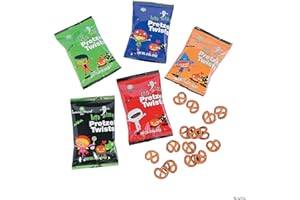 Oriental Trading Halloween Pretzel Packets 48 Individual Snack Packs - Healthy Non-Candy Halloween Treats for Kids Trick or Treat Bags | Mini Pretzels Individually Wrapped for School & Parties