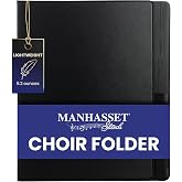 Manhasset 1600 Choral Sheet Music Folder - Black | Elastic Hand Strap &amp; 7 Elastic Stays, Holds 8.5" x 11" Sheet Music, Professional USA-Made Choir Folder Folio Binder