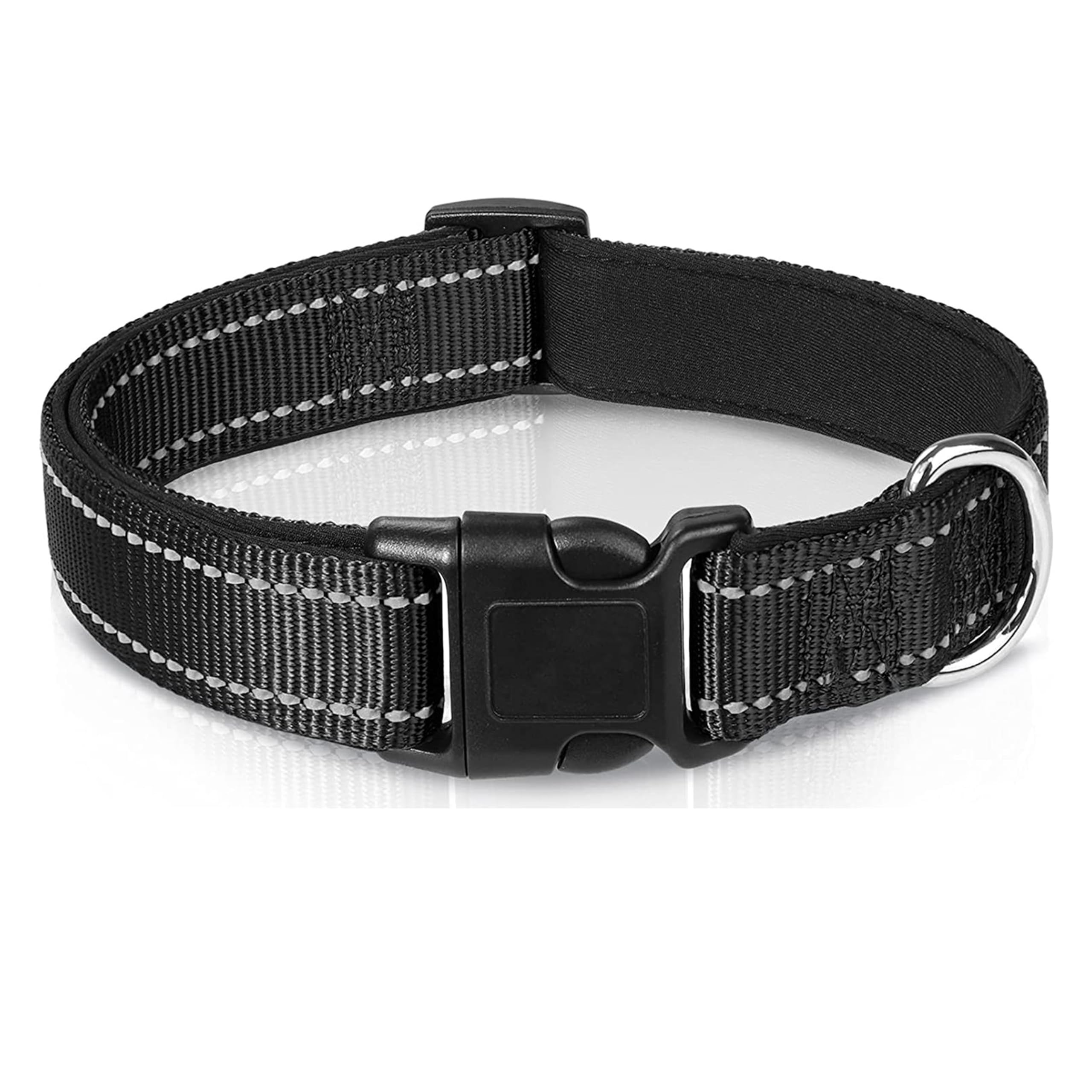Dog Collar, Pet Collar, Adjustable Pet Collar, Reflective Nylon Dog collar with Puppy Quick Release Buckle with Soft Padding for Small, Medium, Large Dogs (L)