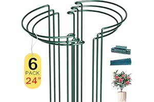 SYITCUN 6 Pack Peony Cages and Supports, 10" (W) x 24"(H) Plant Support, Rust-Proof Metal Plant Support Stakes for Outdoor&Indoor Plants, Bonus 20 Plant Clips and 20 Plant Ties