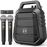 SHIDU 100W Powerful Voice Amplifier with 2 Wireless Microphones, Portable Speaker with Microphone, PA System with Sound Effects, Karaoke Machine Support BT/USB/TF Card/Aux/Guitar