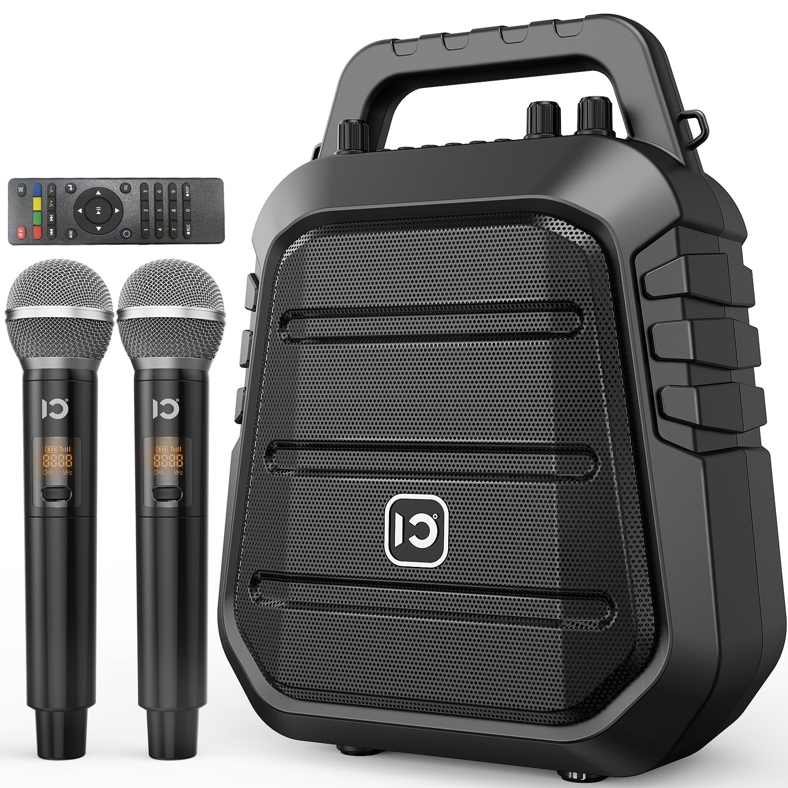 Photo 1 of SHIDU 100W Powerful Voice Amplifier with 2 Wireless Microphones, Portable Speaker with Microphone, PA System with Sound Effects, Karaoke Machine Support BT/USB/TF Card/Aux/Guitar