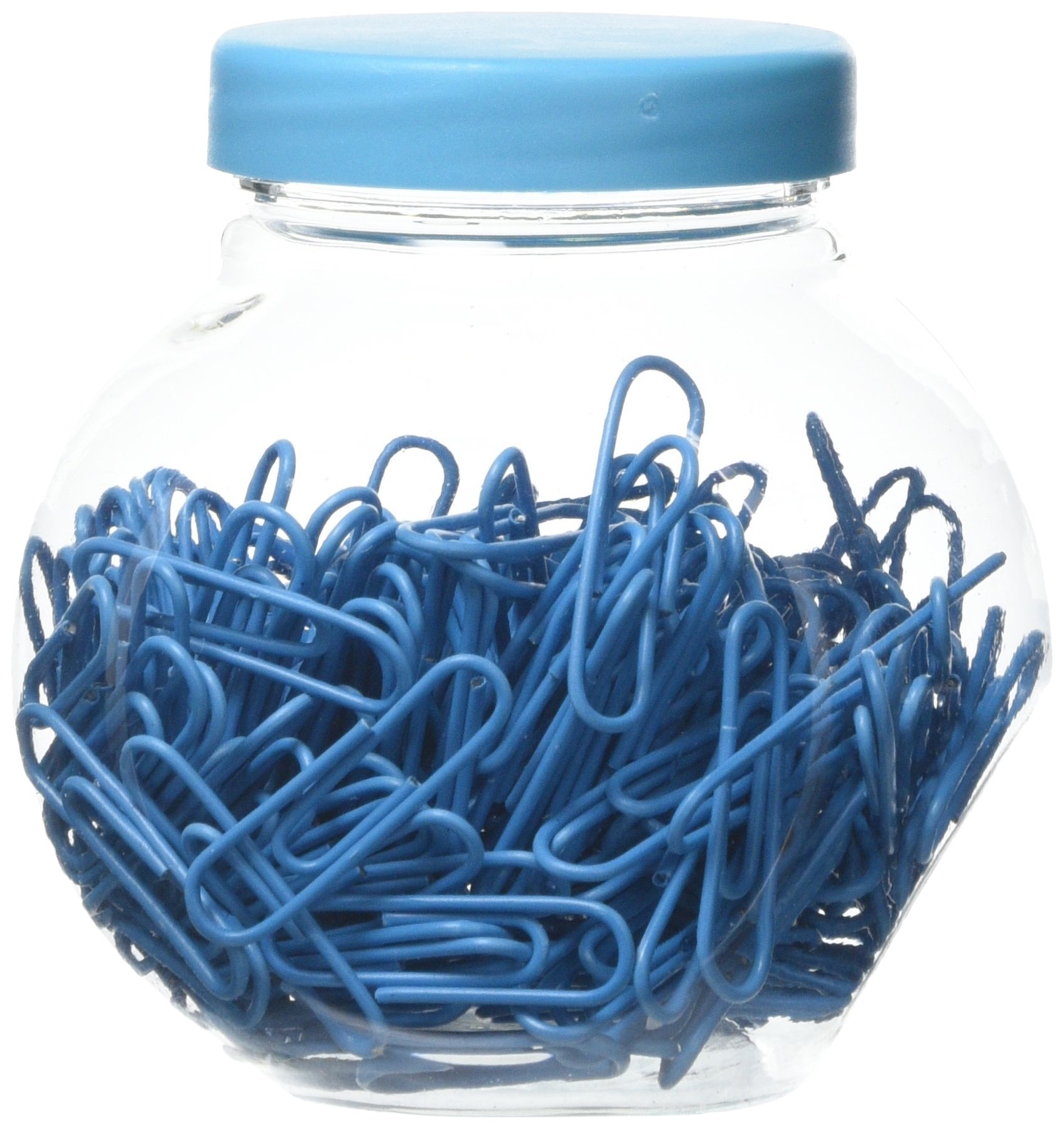 eBuyGB 27 mm 200 Coloured Plastic Coated Metal Paper Clip in Candy Box, Blue