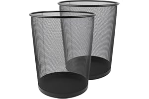 Zuvo Waste Basket | Metal Wire Mesh Bin | Pack of 2 | Lightweight & Stylish | Ideal Trash Can for Home & Office Waste | 4 Gallon (Black)