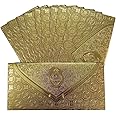 Shagun Envelopes Money Cash Gift 3 Fold Gold Design Envelope (10 Piece) for Indian Wedding/Diwali/Birthday/Anniversary