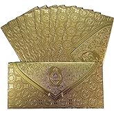 Shagun Envelopes Money Cash Gift 3 Fold Gold Design Envelope (10 Piece) for Indian Wedding/Diwali/Birthday/Anniversary