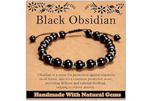 CHCCOYE 468Handmade Adjustable Natural Gemstone Crystal Bracelet Healing Power Energy Inspirational Gifts with Card for Unisex