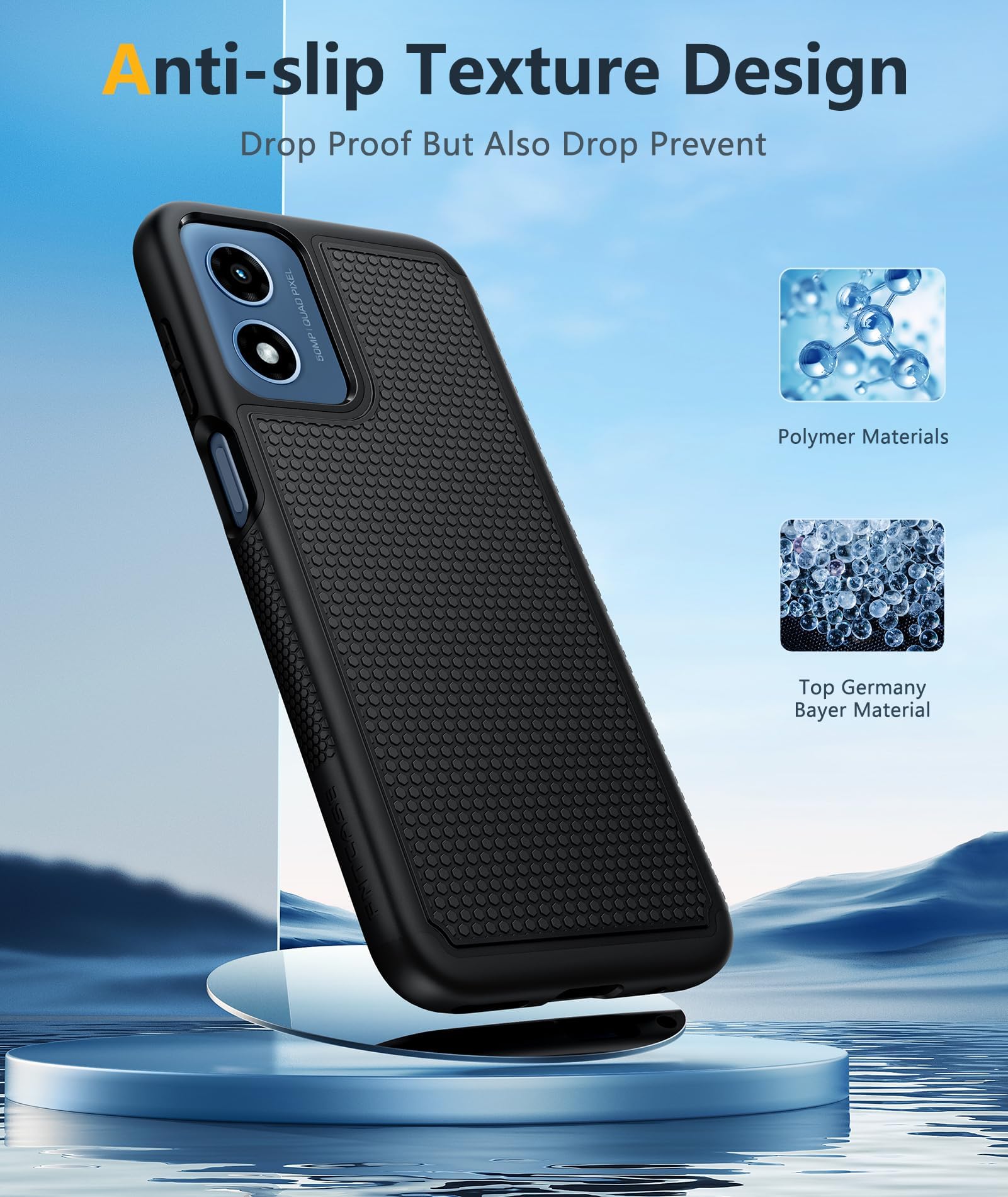 FNTCASE for Motorola Moto G-Play-2024 Case Dual Layer Protective | Heavy Duty Cell Phone Cover | Shockproof Rugged | Non Slip Textured Back | Military Protection Bumper | Black