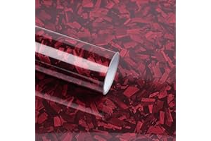 Lypumso Red Forged Carbon Fiber Vinyl Wrap, High Gloss Car Wrap Vinyl Roll, Auto DIY Decal Film Sheet with Air Release Techno