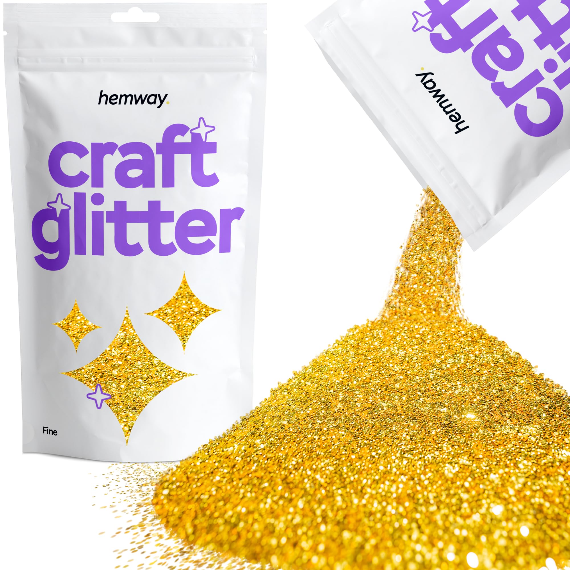 Hemway Craft Glitter Gold 100g Fine Glitter for Crafts, Resin, Cosmetic, Nail, Face, Body, Festival, Tumblers, Art, Candle, Crafting