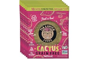 Tia Lupita Grain Free Tortillas | 6 Packs x 10 Tortillas per Pack - Low Carb, High Fiber, Low Calorie (45 Calories Each), Non GMO, Gluten Free - Cactus, Cassava and Okara (upcycled soy bean flour)