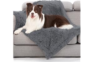 gogobunny Waterproof Dog Blanket for Large Dogs, Cats, Puppy, Reversible Faux Fur Pet Throw Blanket, Washable, Calming Furniture Protection for Sofa Bed (40x50 Inch (Pack of 1), Light Grey)