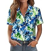 Zeagoo Womens Button Down Shirt Bust Pocket Short Sleeve Blouses Business Casual Work Tops Summer Outfits
