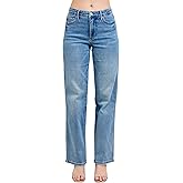 Judy Blue Mid Rise Tummy Control Vintage Wash Straight Jeans, Inseam 31"