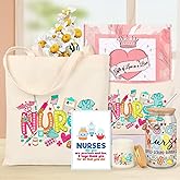 AYGE Nurse Appreciation Gift Set - Thoughtful Gifts for Nurses Week - Includes Iced Coffee Cup, Candle, Tote Bag, Makeup Bag, Greeting Card