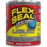 Flex Seal Liquid Rubber Sealant Coating, Waterproof, Gray, 16 oz | Stops leaks fast, brush, roll, dip or pour on, UV resistant, prevents rust, corrosion, roof, basement, RV, gutters, masonry