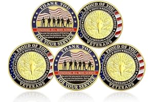 PiaoHao Thank You for Your Service Military Appreciation Challenge Coin Veteran Day Thanksgiving Gift Pack of 5
