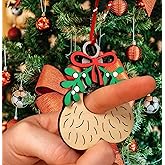 Well Hung Naughty Christmas Ornament - Vintage Funny Wooden Christmas Tree Decor 4x3.1in