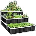 Suyncll 3 Tier Raised Garden Bed, 51'' x 35'' x 24'' Garden Boxes Outdoor Raised, 3 DIY Installation Methods, Tiered Outdoor Planter for Plants, Herbs, and Vegetables in Gardens, Patios and Backyards.