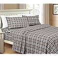 Elegant Comfort Lilliana Plaid 6-Piece Sheet Set, Supreme Coziness Fade & Wrinkle Resistant, 1500 Premium Hotel Quality Microfiber, Sheet Featuring Smart Pockets, Plaid Sheet Set, Twin, Gray