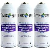 ENVIRO-SAFE R134a Refrigerant Replacement w/Stop Leak | 3 Cans with Piercing Valve for AC Recharging (21oz. Equivalent)