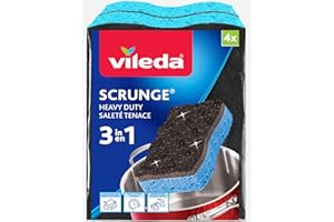 Vileda Scrunge Heavy Duty Non-Scratch Scrub Sponge (Pack of 4) | Rinses Clean, Stays Fresh Longer | Durable & Long-Lasting | 