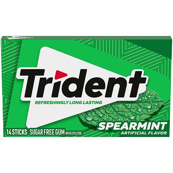 TRIDENT SPEARMINT SUGAR-FREE CHEWING GUM, 14 PIECES (PACK...