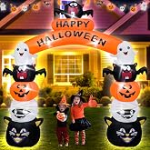 8FT Halloween Arch Inflatable Decoration with LED Lights | Halloween Blow up Stacked Arch by Pumpkin Ghost Cat For Indoor Outdoor Yard Party Graden Holiday Decor