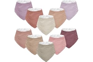 Wrrernsin Muslin Baby Bibs for Unisex Boys Girls, 10pack Cotton Drool Bibs, Adjustable Bandana Bibs for Drooling and Teething