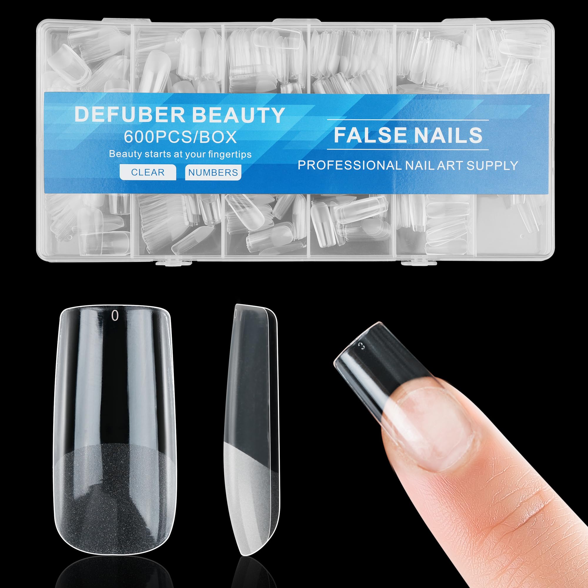 Photo 1 of Half Matte Medium Square Fake Nail Tips, Soft Gel Pre-Shaped Nail Tips, Full Cover False Nails with Clear Box for Nail Salons and DIY Nail Art, 600PCS/12 Sizes