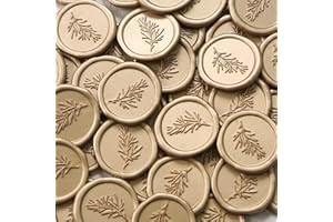 UNIQOOO Bonding Adhesives, 50 Pcs Light Gold Rosemary Wax Seal Stickers, Self Adhesive, for Invitation, Wedding, Christmas