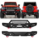 LUYWTE New Steel Front and Rear Bumper With Winch Plate&amp;Lights&amp;D-Rings For 2021-2025 Ford Bronco（Black Texture）