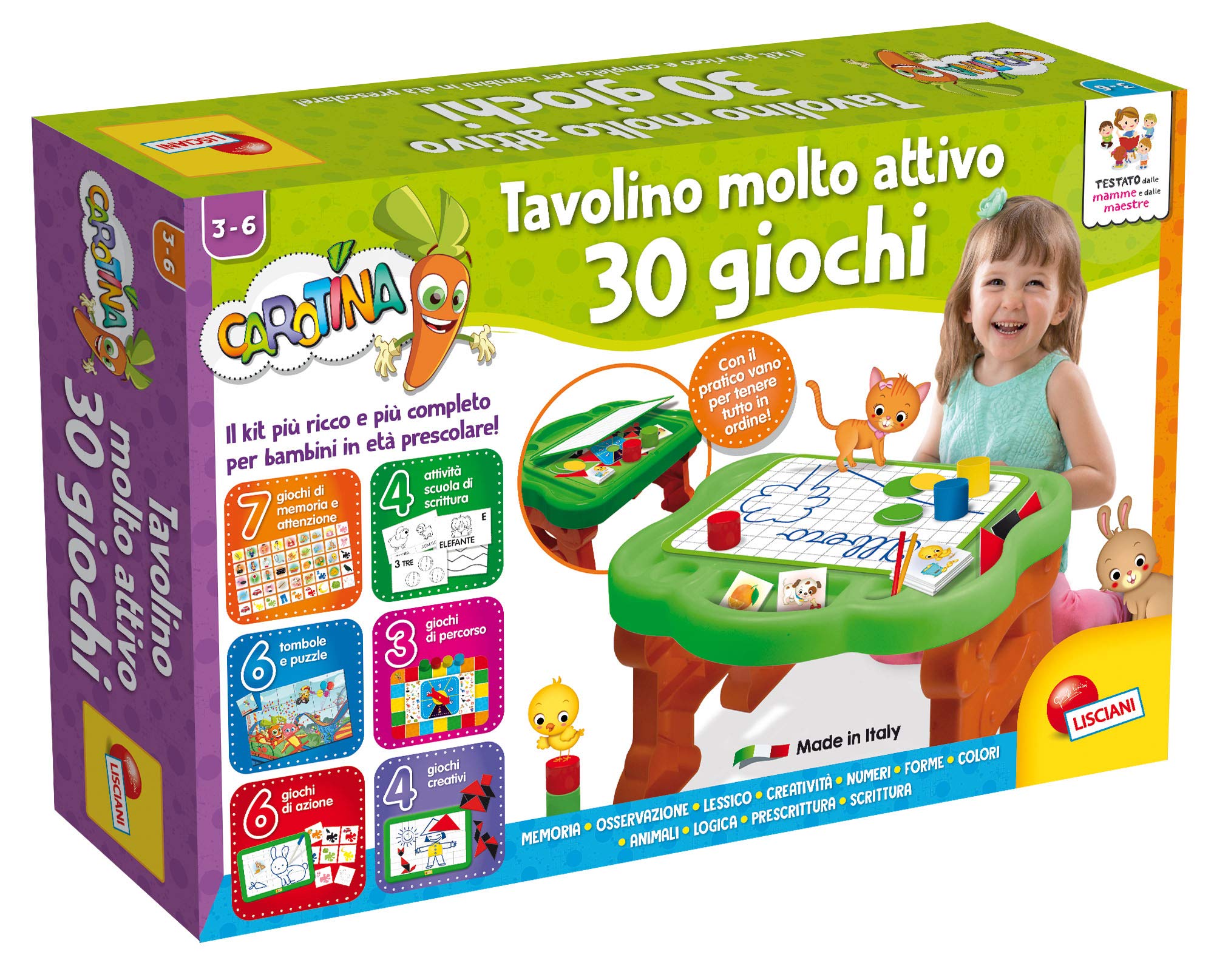 Liscianigiochi - Carotina Table with Educational Games, Multicolor, 77458