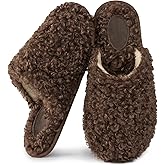 Snug Leaves Women's Scuff Slippers Furry Cute Curly Faux Wool Slip-on Indoor Memory Foam House Shoes