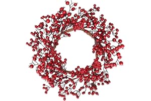 BINFEN 16 Inch Red Berry Christmas Wreath for Front Wreath Xmas Winter Window Wreath for Farmhouse Wall Decorations