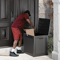LHBGO 31 Gallon Deck Box, Resin Outdoor Storage