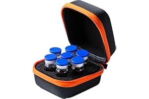 Moyite Insulin Peptide Vial Case for Fridge, with Logo and Hand Strap, Fits 5 to 10ml Vials, Not Fit Tall 10ml Vial, Orange Zipper and Black, 7 Vials Holder