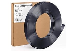 HAWAMINENT Steel Strapping Coil 3/4'' x 0.024'' x 300'-Metal Strapping Banding Roll High Corrosion Resistance with Surface Bluing Process, 1700 lbs Break Strength, Portable Strong for Heavy Duty Pallet Strapping