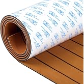 OCEANBROAD Boat Flooring EVA Foam Self-Adhesive Faux Teak Marine Decking | Double-layered Non-Slip 6 mm Marine Boating Sheet For Motor Pontoon Jon Boats, RV, Kayak, 96''x16.8''/36''/45.6''