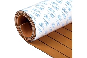 OCEANBROAD Boat Flooring EVA Foam Self-Adhesive 96''x45.6''/36''/28.8''/16.8'' Faux Teak Marine Boat Decking Sheet for Jon Boats Yacht Floor