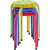 Norwood Commercial Furniture Stacking Stools for Kids and Adults, 17.75" Standard Height Portable Nesting Office and Classroom Stools, Assorted Color, Pack of 5
