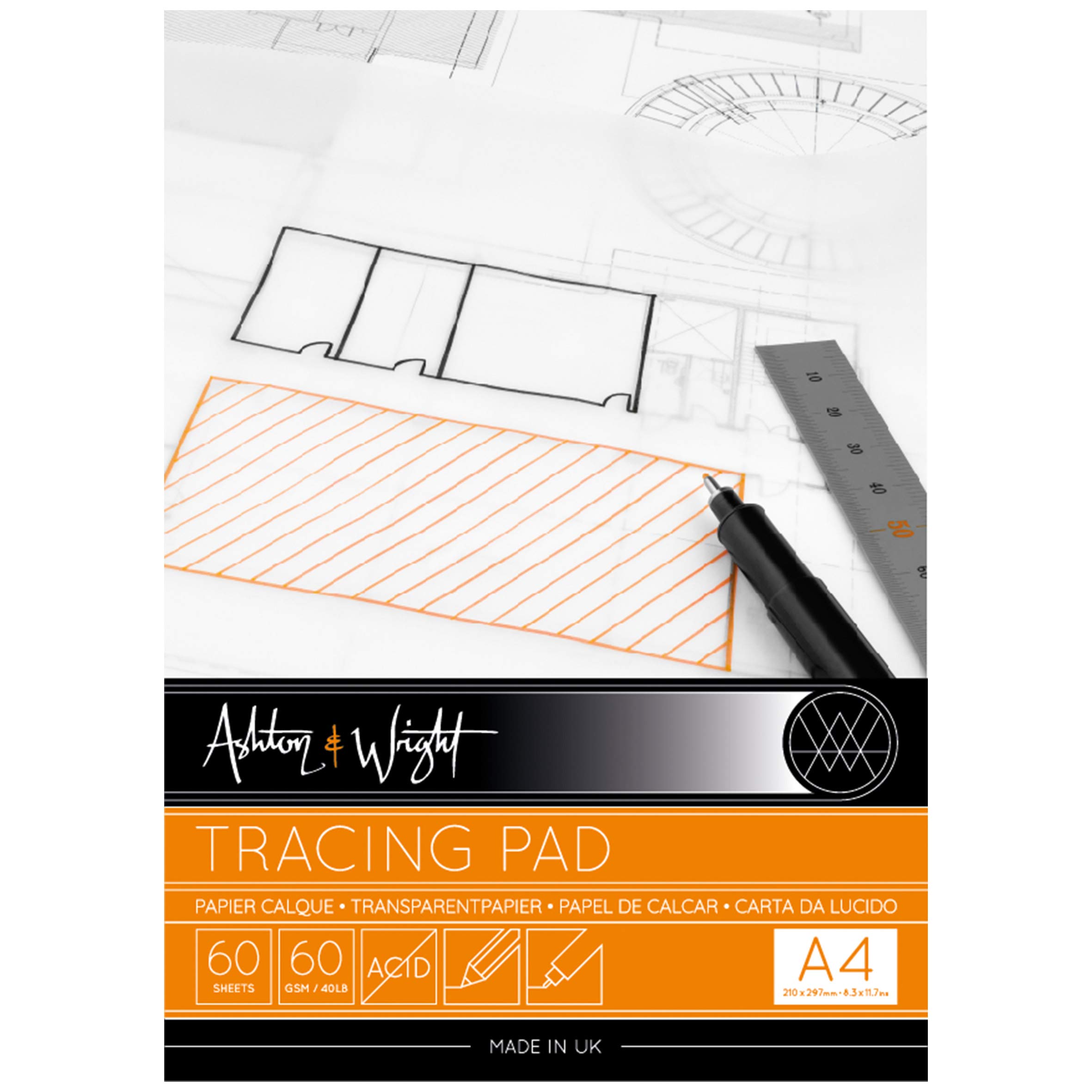 Ashton and Wright - A4 Tracing Pad - 60gsm Paper - 60 Sheets