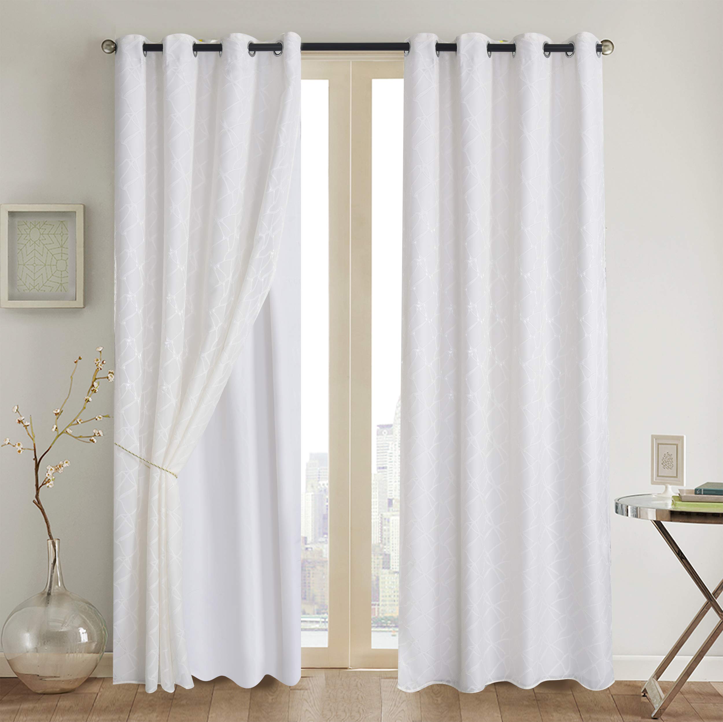 Megachest two layer lined curtain with fancy design (beige spider) 138cmX 280cm dropX2PCS